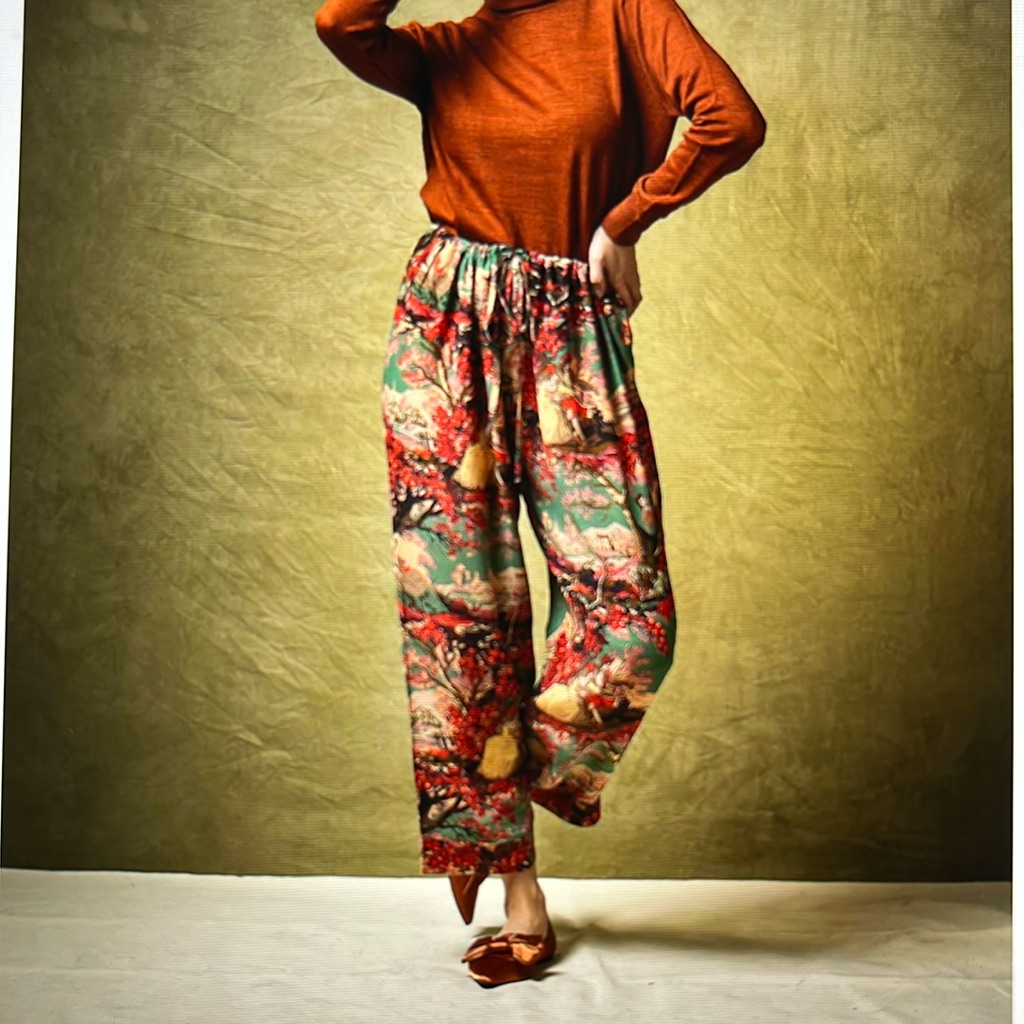 One Hundred Stars Brand Country Toile Berry Crepe Pants
